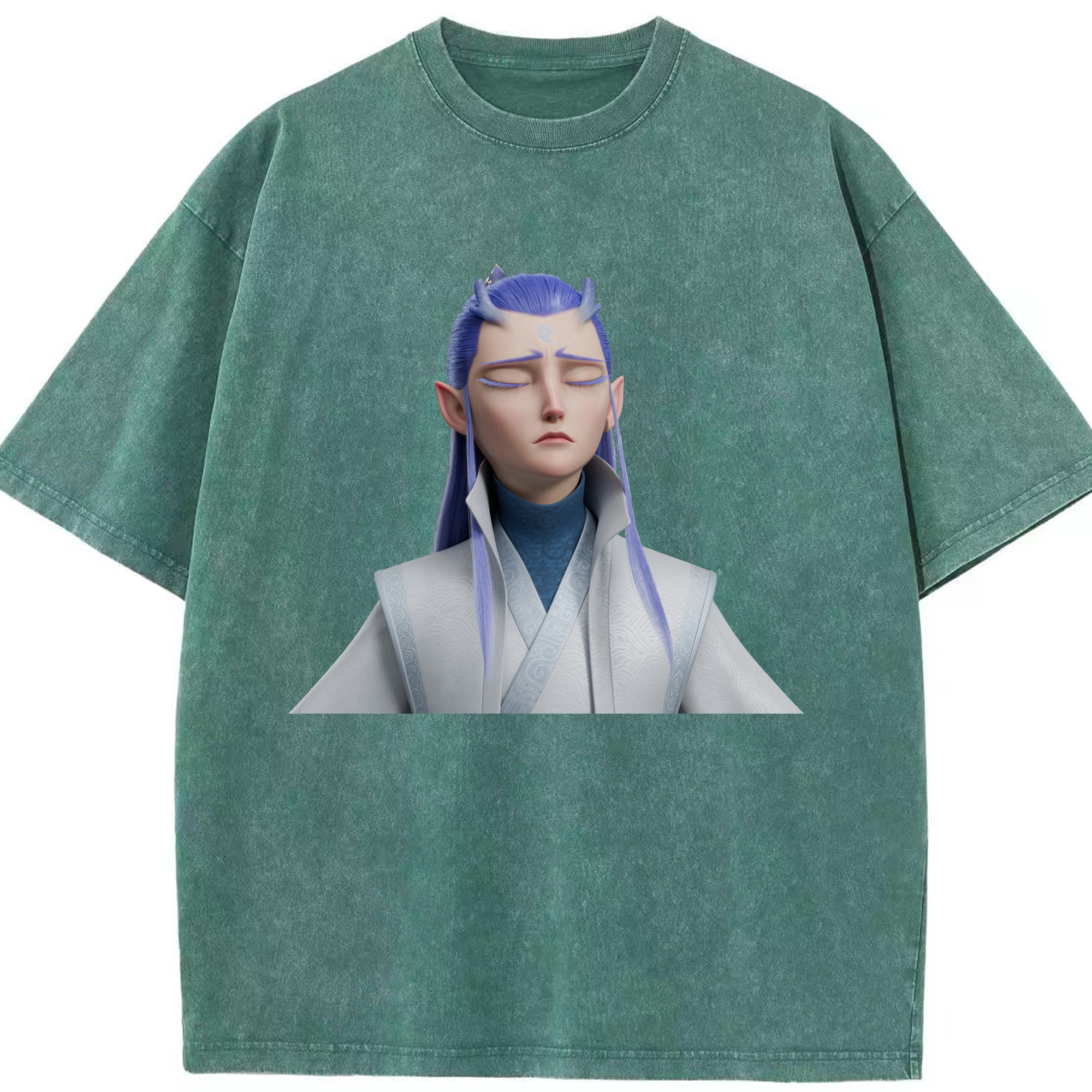 （画像用） Ne Zha 2 ナタ 魔童の大暴れ 綿100% ヴィンテージ風 半袖Tシャツ（フロントプリント）